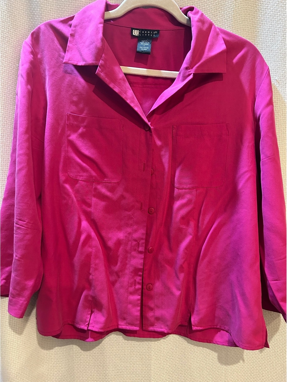 Carole Little Women's Silk Button-Up Shirt, Size Medium, Pink